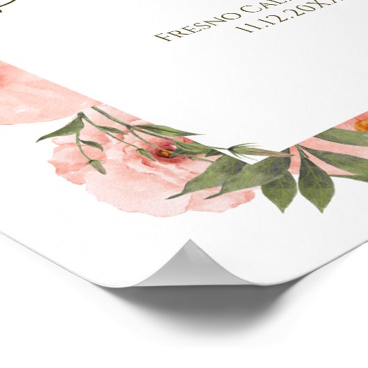 Exquisite Peach Floral Welcome Poster (Ecke)