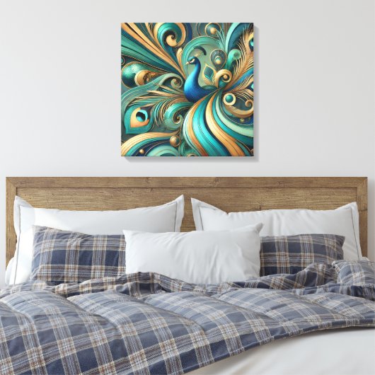 Exquisite Peacock Design Canvas Art Leinwanddruck (Insitu (Schlafzimmer))