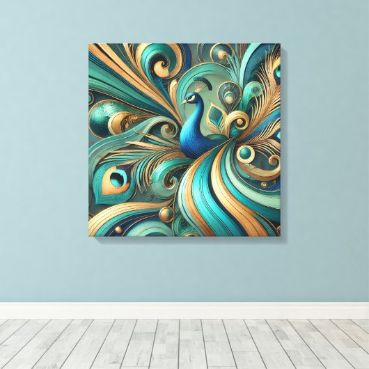 Exquisite Peacock Design Canvas Art Leinwanddruck (Insitu (Holzboden))