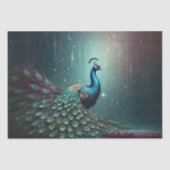Exquisite Pfaue mit Regeneffekt Dekoupage Seidenpapier (Vorderseite)