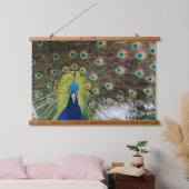 Exquisite Pfauenfeder Wandteppich Mit Holzrahmen (Schlafzimmer)