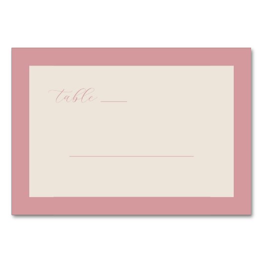 Exquisite Pink Calligraphy Table Tischnummer (Vorderseite)