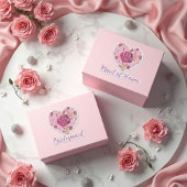 Exquisite Pink Floral Heart Bridal Aufkleber