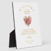 Exquisite Pink Floral Heart Unplugged Wedding Fotoplatte (Seite)