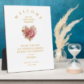 Exquisite Pink Floral Heart Unplugged Wedding Fotoplatte (Seite)