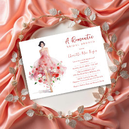 Exquisite Pink Floral Tulle Model Bridal Shower Einladung
