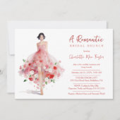 Exquisite Pink Floral Tulle Model Bridal Shower Einladung (Vorderseite)
