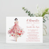 Exquisite Pink Floral Tulle Model Bridal Shower Einladung (Stehend Vorderseite)