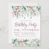 Exquisite Pink Mauve Floral 70. Geburtstag Einladung (Vorderseite)