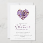 Exquisite Purple Floral Heart Galentine's Day Einladung (Vorderseite)