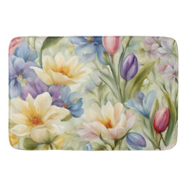 Exquisite, raffinierte Frühlingsblumen. Malerei Badematte