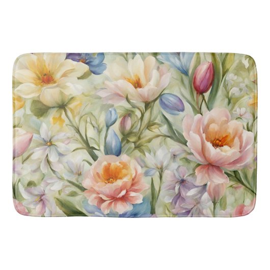 Exquisite, raffinierte Frühlingsblumen. Malerei Badematte (Vorderseite)