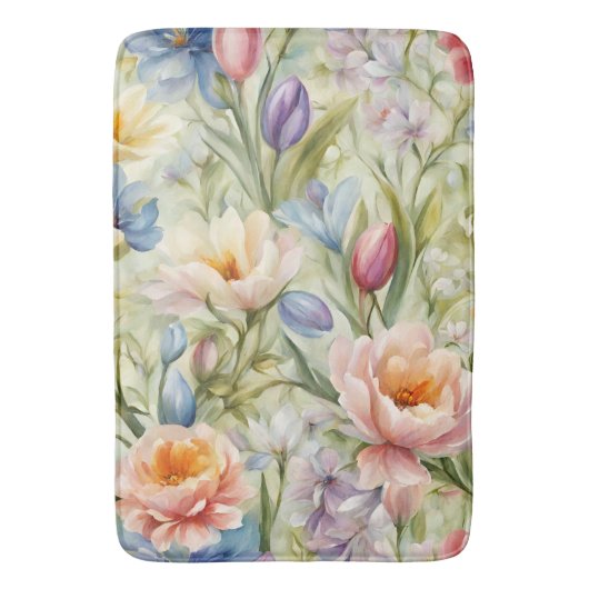 Exquisite, raffinierte Frühlingsblumen. Malerei Badematte (Vorderseite Vertikal)