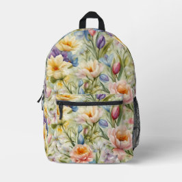Exquisite, raffinierte Frühlingsblumen. Malerei Bedruckter Rucksack