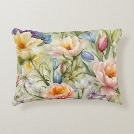Exquisite, raffinierte Frühlingsblumen. Malerei Dekokissen