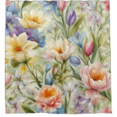 Exquisite, raffinierte Frühlingsblumen. Malerei Duschvorhang (Vorderseite)