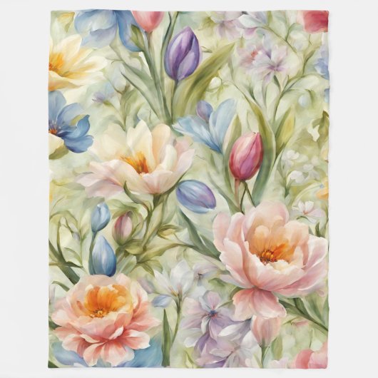 Exquisite, raffinierte Frühlingsblumen. Malerei Fleecedecke (Vorderseite)
