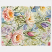Exquisite, raffinierte Frühlingsblumen. Malerei Fleecedecke (Vorderseite (Horizontal))