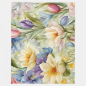 Exquisite, raffinierte Frühlingsblumen. Malerei Fleecedecke (Vorderseite)