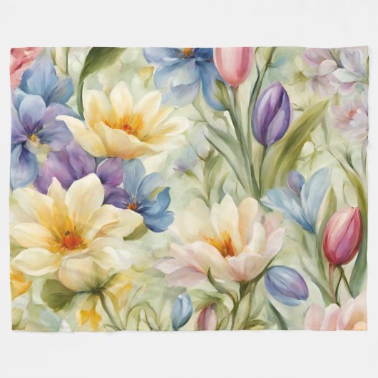 Exquisite, raffinierte Frühlingsblumen. Malerei Fleecedecke (Vorderseite (Horizontal))