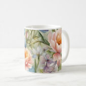 Exquisite, raffinierte Frühlingsblumen. Malerei Kaffeetasse (VorderseiteRechts)