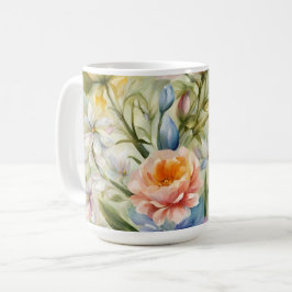 Exquisite, raffinierte Frühlingsblumen. Malerei Kaffeetasse