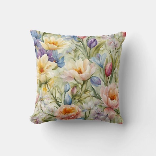 Exquisite, raffinierte Frühlingsblumen. Malerei Kissen (Vorderseite)