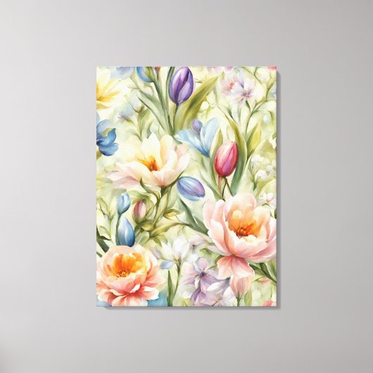 Exquisite, raffinierte Frühlingsblumen. Malerei Leinwanddruck (Vorderseite)