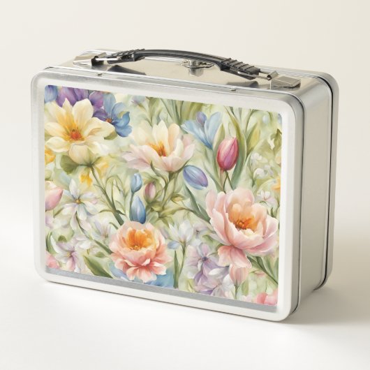 Exquisite, raffinierte Frühlingsblumen. Malerei Metall Brotdose (Rückseite)