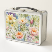 Exquisite, raffinierte Frühlingsblumen. Malerei Metall Brotdose (Vorderseite)