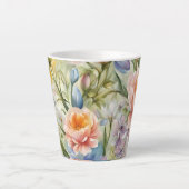 Exquisite, raffinierte Frühlingsblumen. Malerei Milchtasse (Vorderseite)