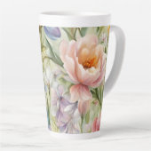 Exquisite, raffinierte Frühlingsblumen. Malerei Milchtasse (Rechte Ecke)