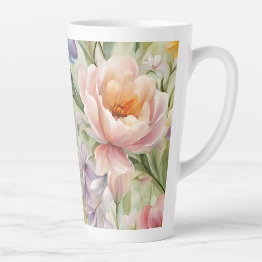 Exquisite, raffinierte Frühlingsblumen. Malerei Milchtasse (Rechts)