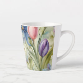 Exquisite, raffinierte Frühlingsblumen. Malerei Milchtasse