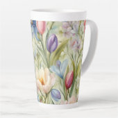 Exquisite, raffinierte Frühlingsblumen. Malerei Milchtasse (Rechte Ecke)