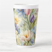 Exquisite, raffinierte Frühlingsblumen. Malerei Milchtasse (Vorderseite)