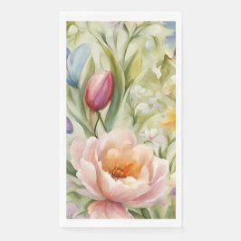 Exquisite, raffinierte Frühlingsblumen. Malerei Serviette