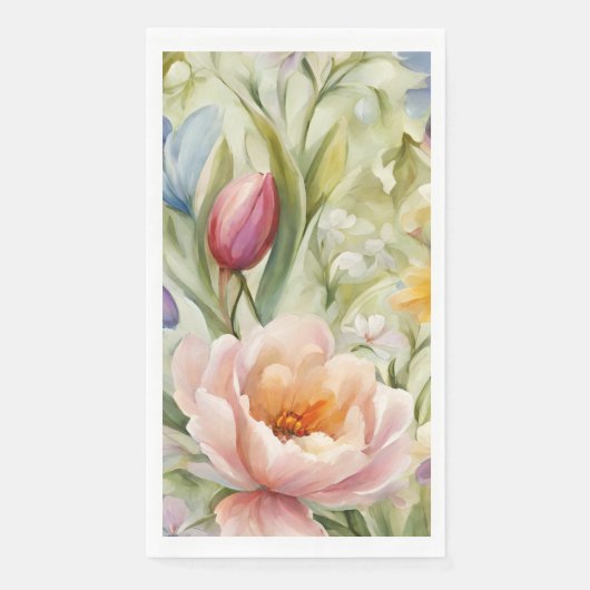 Exquisite, raffinierte Frühlingsblumen. Malerei Serviette (Vorderseite)