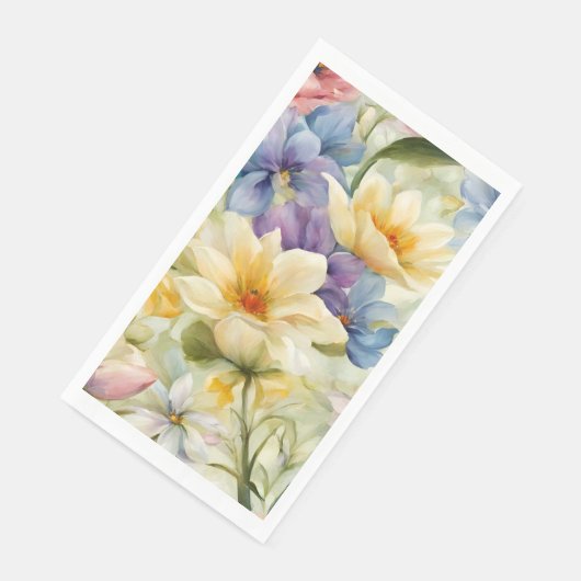 Exquisite, raffinierte Frühlingsblumen. Malerei Serviette (Ecke)