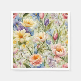 Exquisite, raffinierte Frühlingsblumen. Malerei Serviette