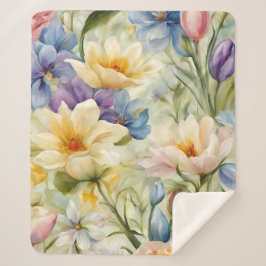 Exquisite, raffinierte Frühlingsblumen. Malerei Sherpadecke