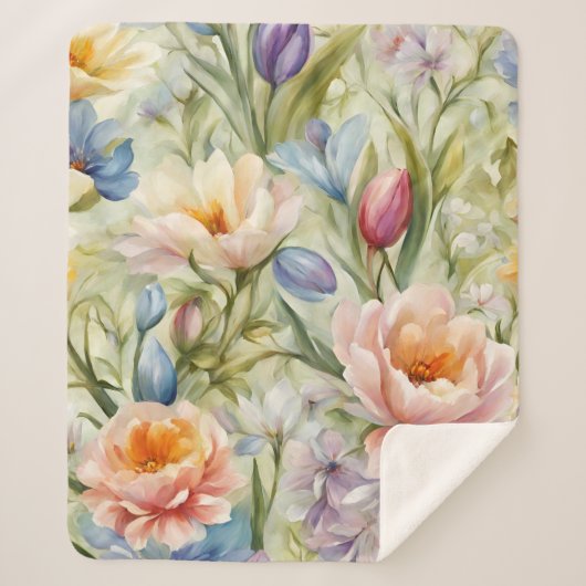 Exquisite, raffinierte Frühlingsblumen. Malerei Sherpadecke (Vorderseite)