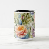 Exquisite, raffinierte Frühlingsblumen. Malerei Tasse (Zentrum)