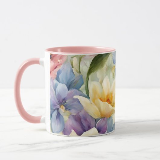 Exquisite, raffinierte Frühlingsblumen. Malerei Tasse (Links)