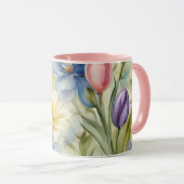 Exquisite, raffinierte Frühlingsblumen. Malerei Tasse (VorderseiteRechts)