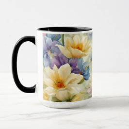 Exquisite, raffinierte Frühlingsblumen. Malerei Tasse