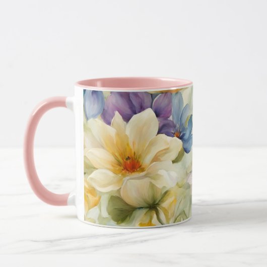 Exquisite, raffinierte Frühlingsblumen. Malerei Tasse (Links)