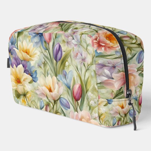 Exquisite, raffinierte Frühlingsblumen. Malerei Waschbeutel (Rechte Ecke)