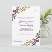 Exquisite Reben Einladung - Pflaume & Gold (Stehend Vorderseite)