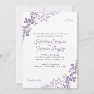 Exquisite Reben zum Hochzeitsempfang LILA Einladung